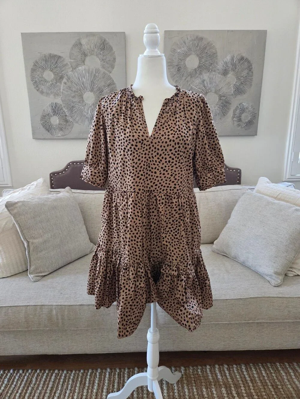 J.Crew Ruffleneck Tiered Popover Mini Dress SZ S
